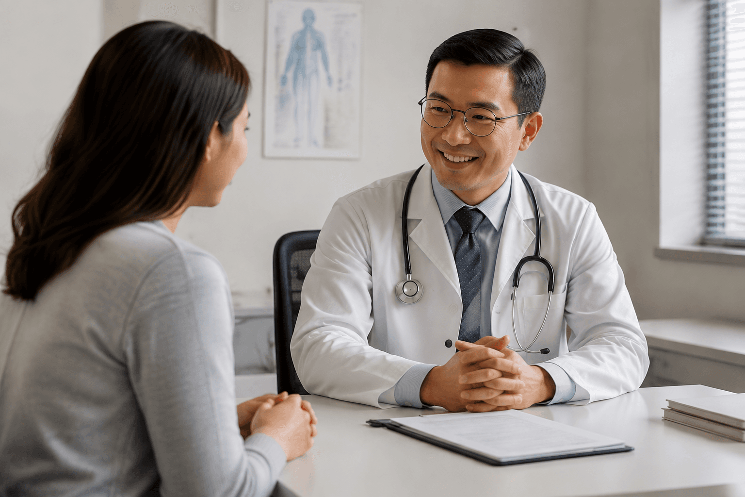 Illustrative doctor consulting an adult patient